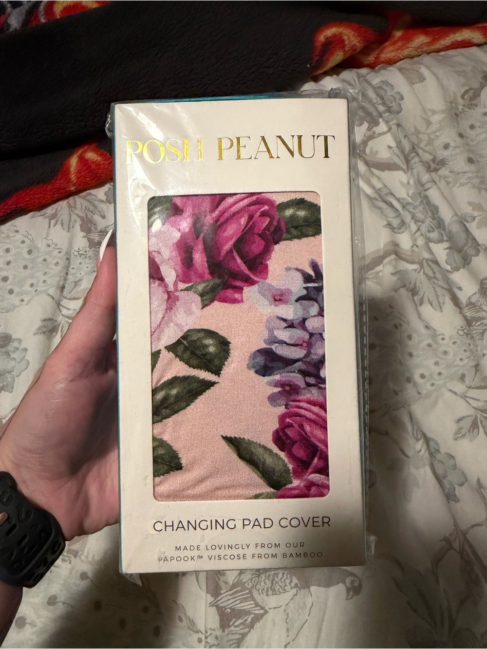 Posh Peanut MUNROE PRINT Pink Floral Changing Pad Cover